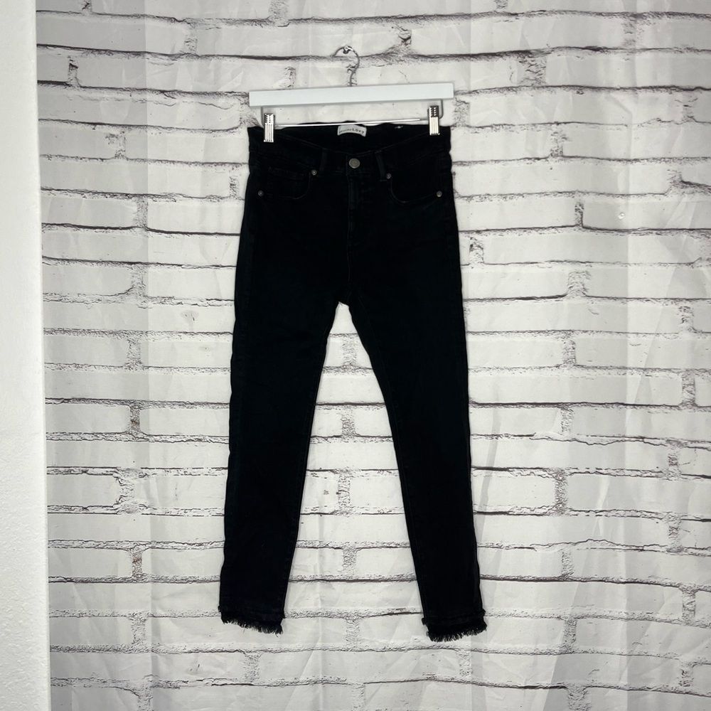 LOFT Modern Skinny High Rise Black Jeans Women’s 6 Raw Hem Soft Tencel Denim Y2K